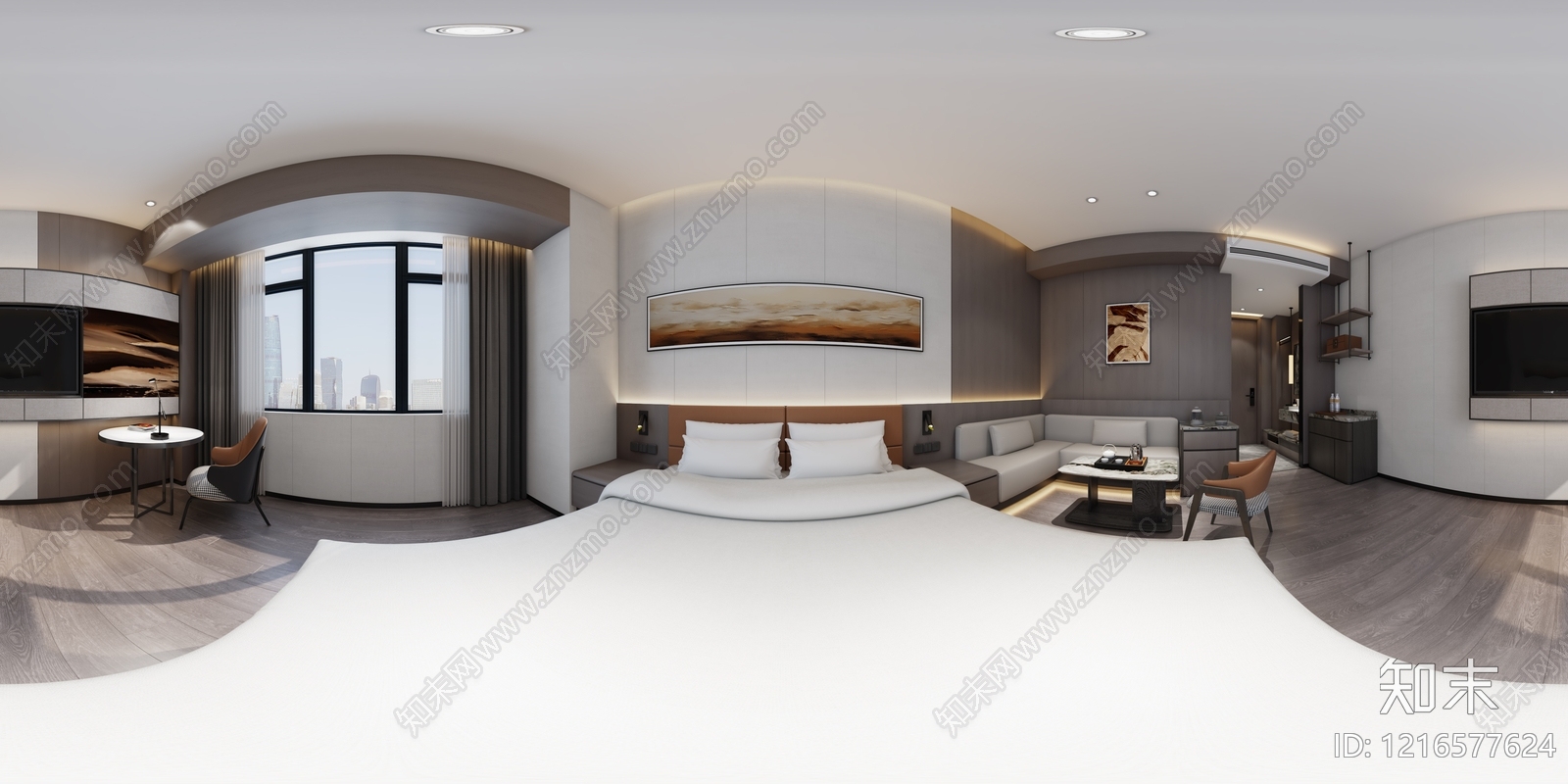现代简约酒店客房3D模型下载【ID:1216577624】