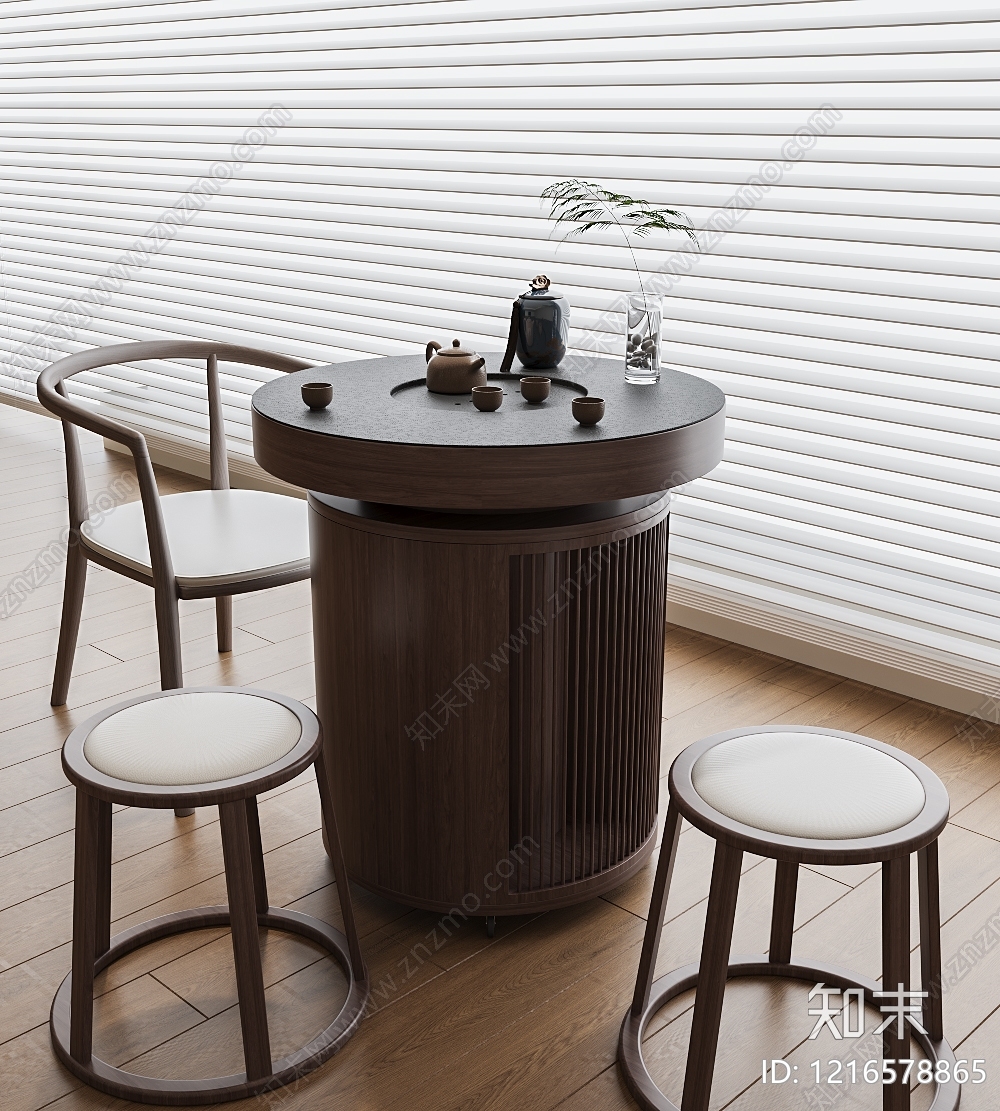 新中式茶桌椅3D模型下载【ID:1216578865】