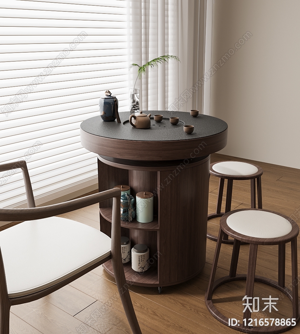 新中式茶桌椅3D模型下载【ID:1216578865】