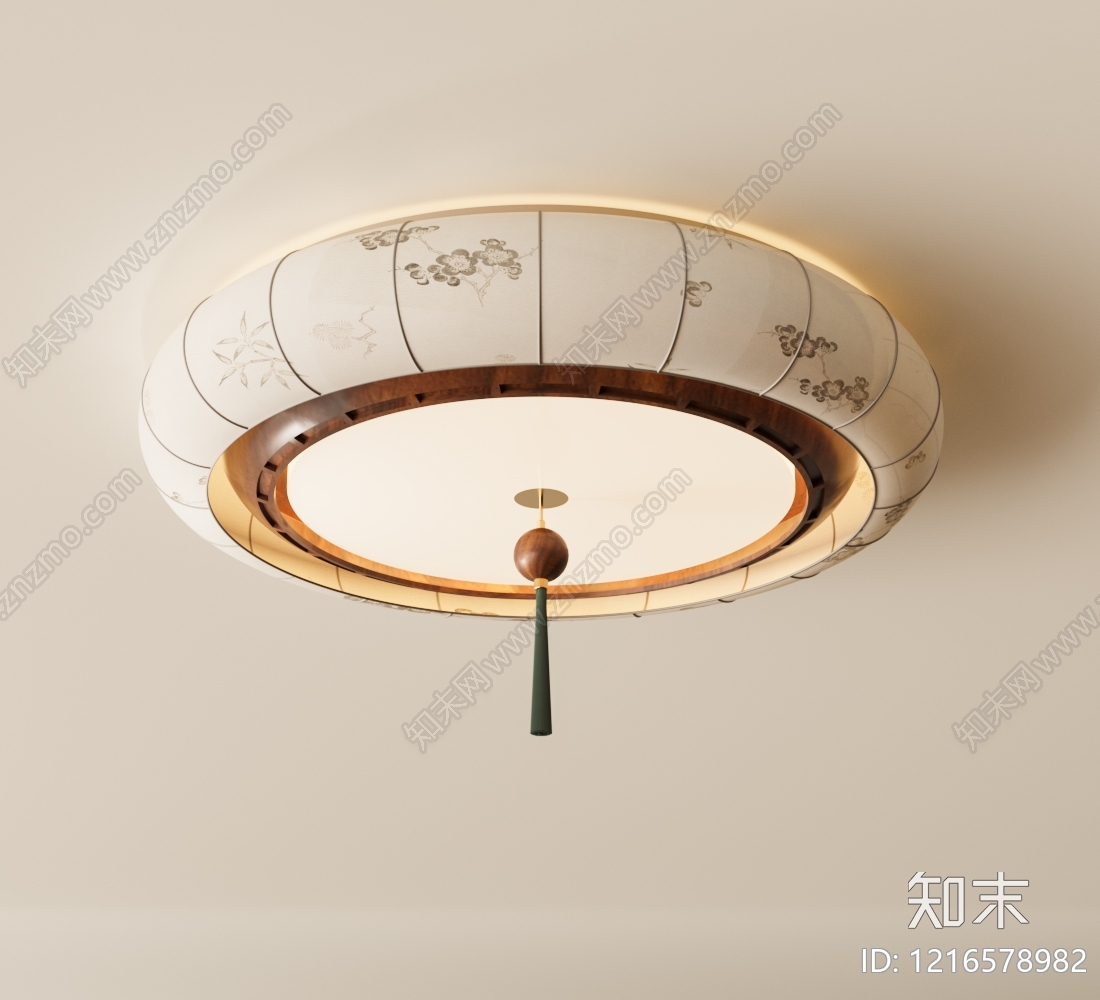 新中式吸顶灯3D模型下载【ID:1216578982】
