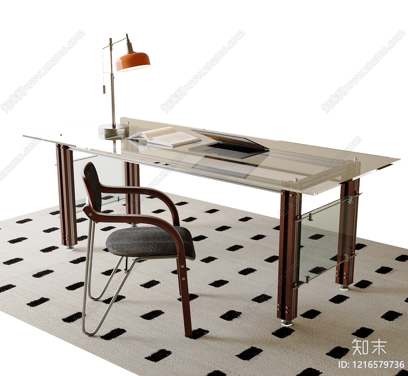 现代简约书桌椅3D模型下载【ID:1216579736】