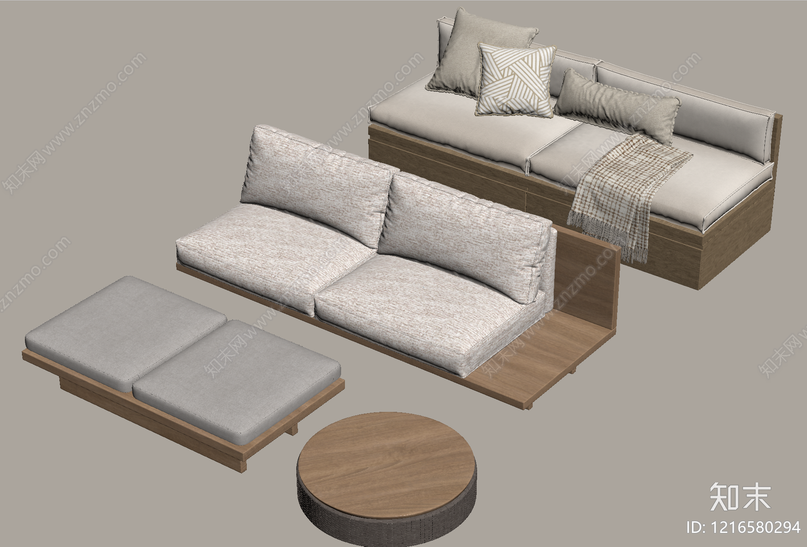 原木风坐垫SU模型下载【ID:1216580294】