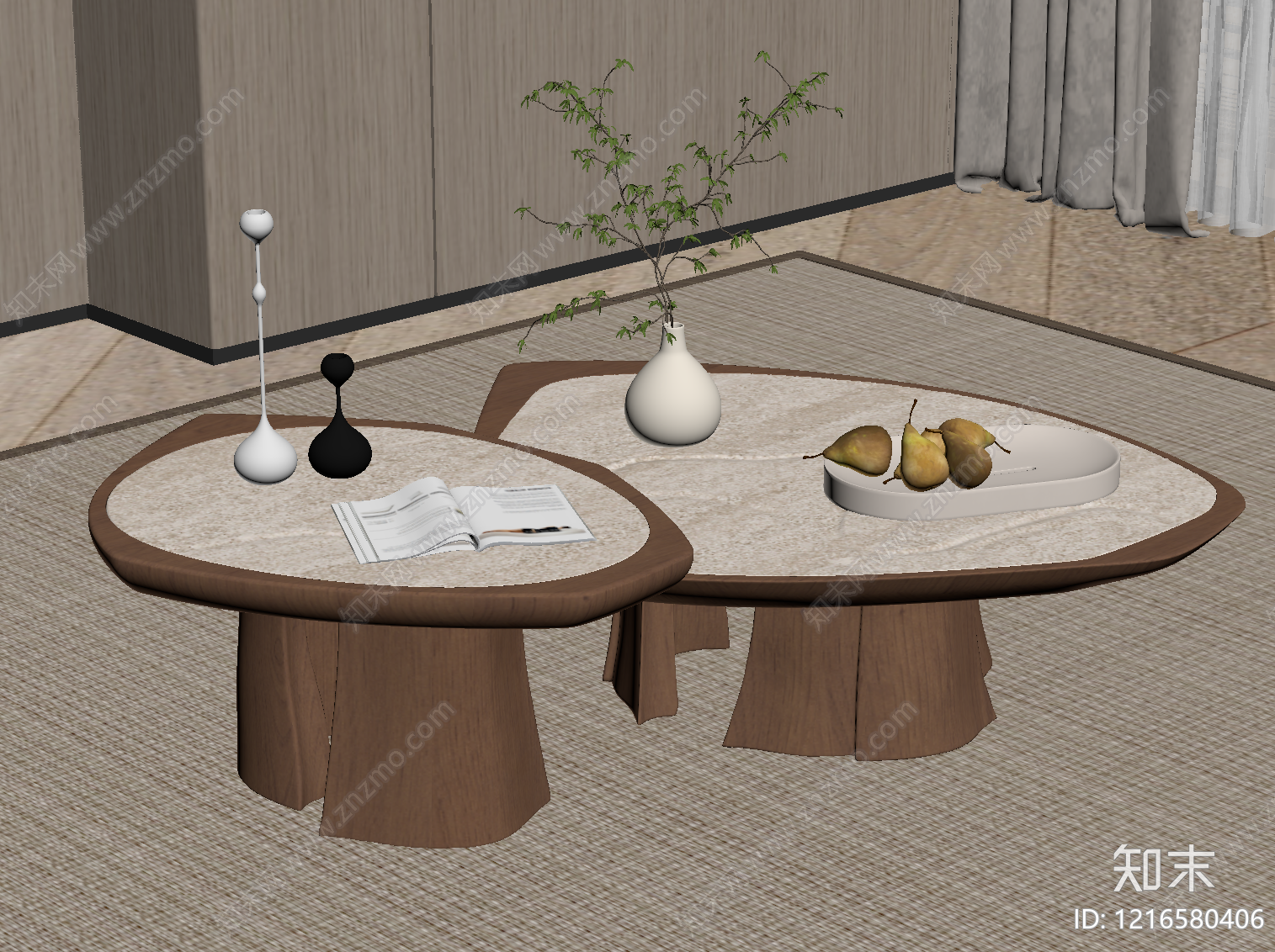 侘寂茶几SU模型下载【ID:1216580406】