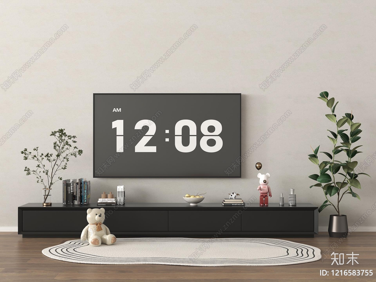 现代简约电视柜3D模型渲染效果图