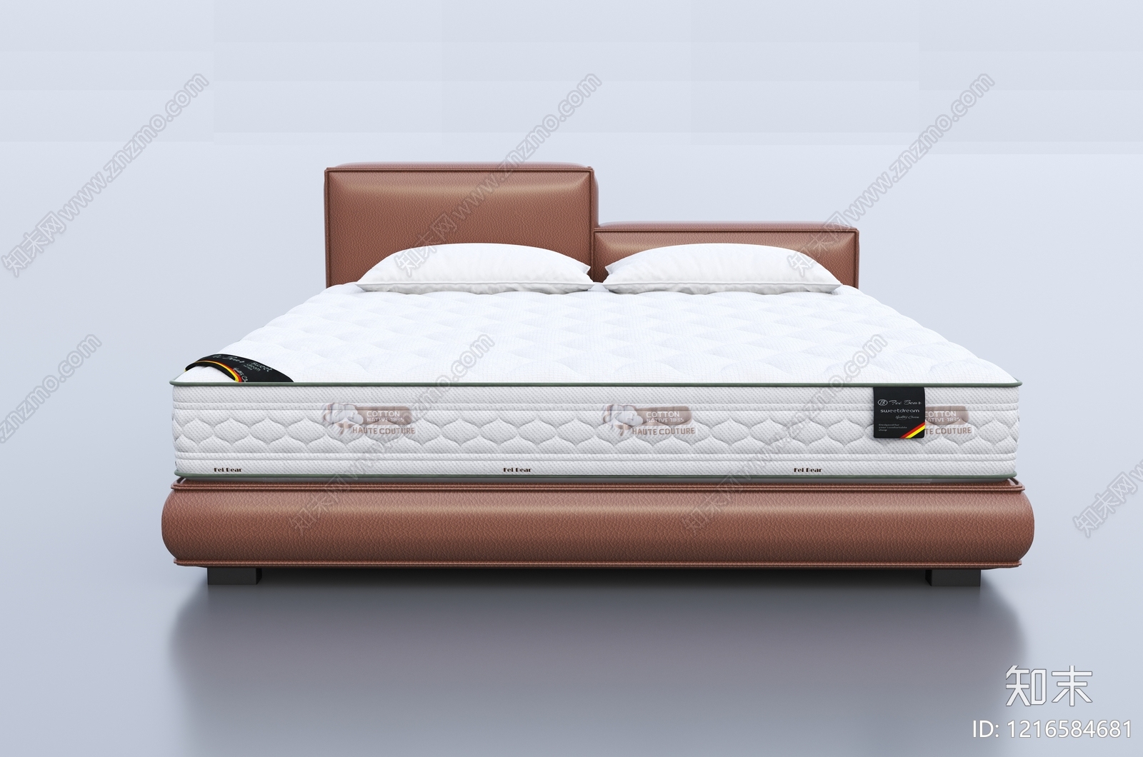 现代简约双人床3D模型下载【ID:1216584681】