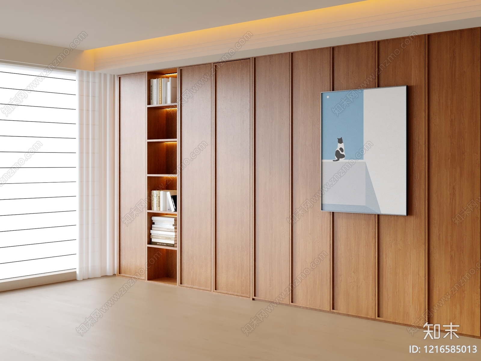 原木风书柜3D模型下载【ID:1216585013】