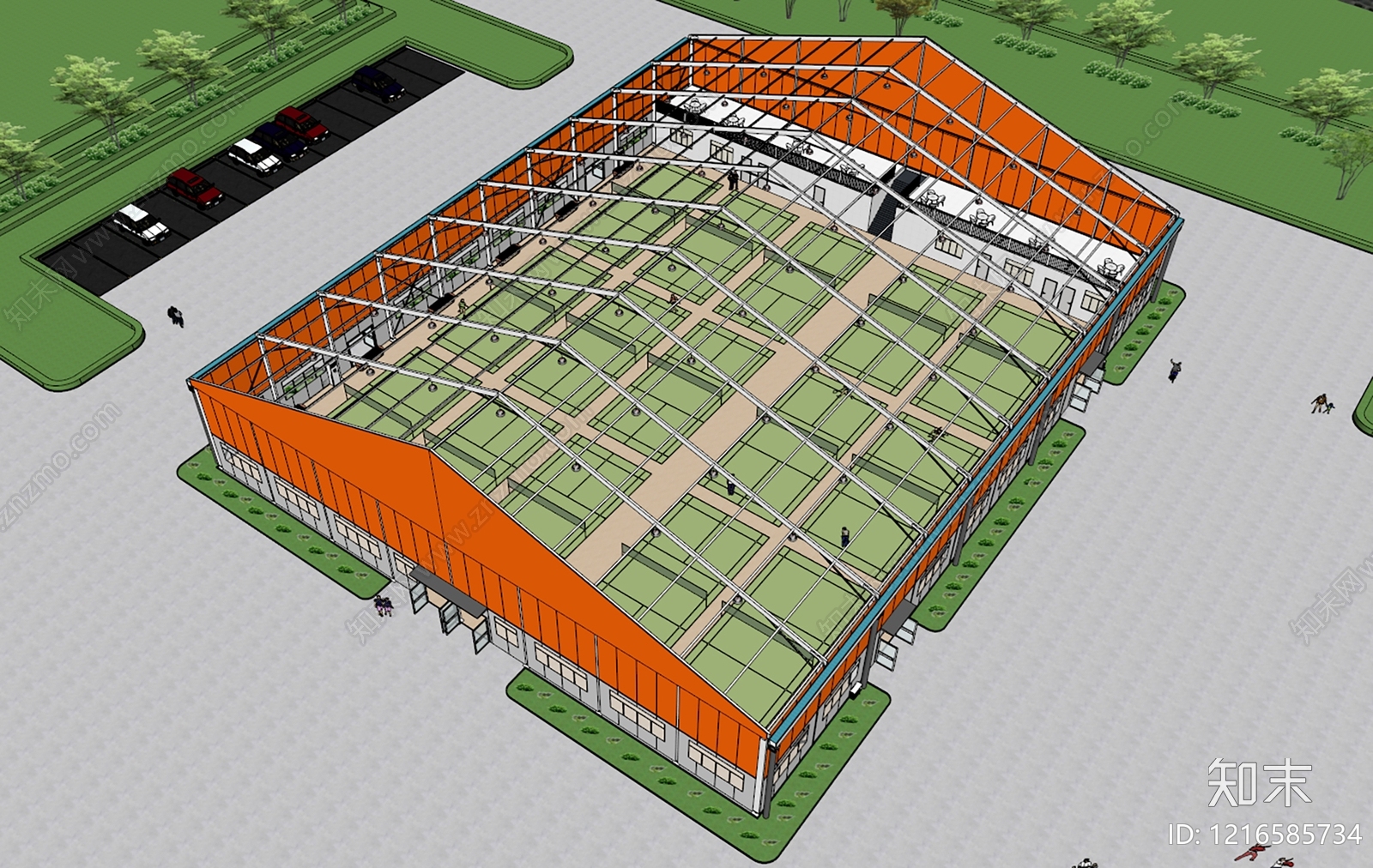 现代主义体育建筑SU模型下载【ID:1216585734】