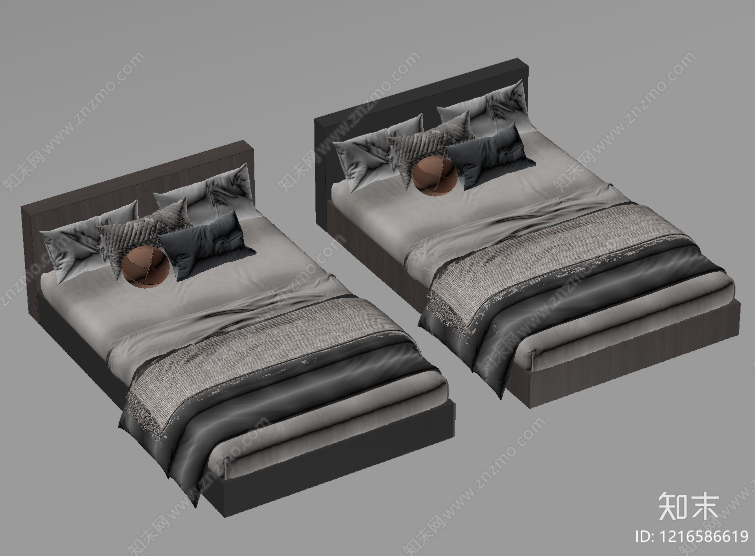 现代简约单人床SU模型下载【ID:1216586619】