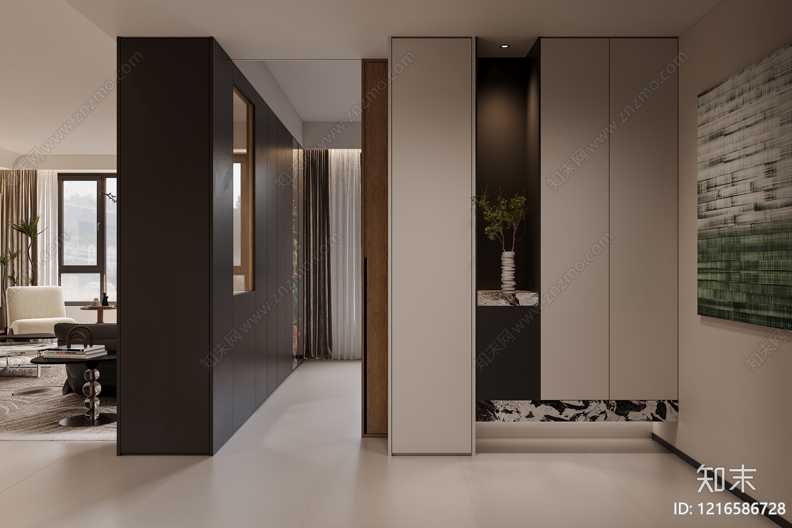 现代简约玄关3D模型下载【ID:1216586728】