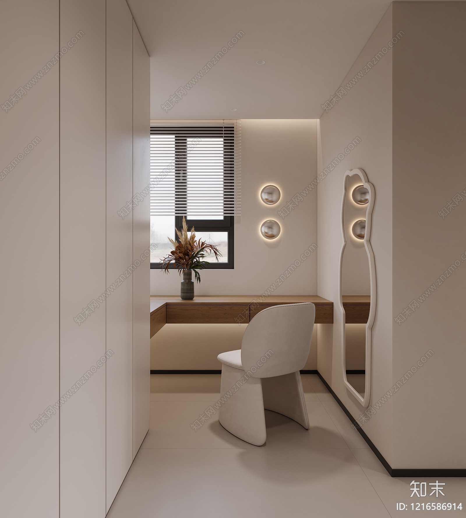 奶油风衣帽间3D模型下载【ID:1216586914】