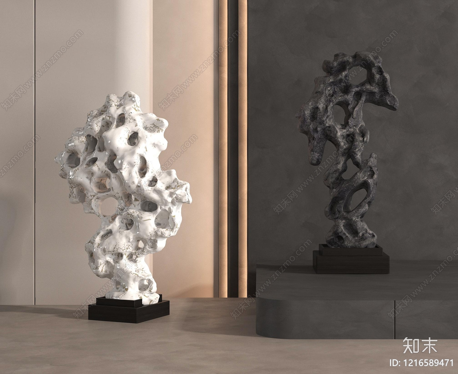 新中式雕塑摆件3D模型下载【ID:1216589471】