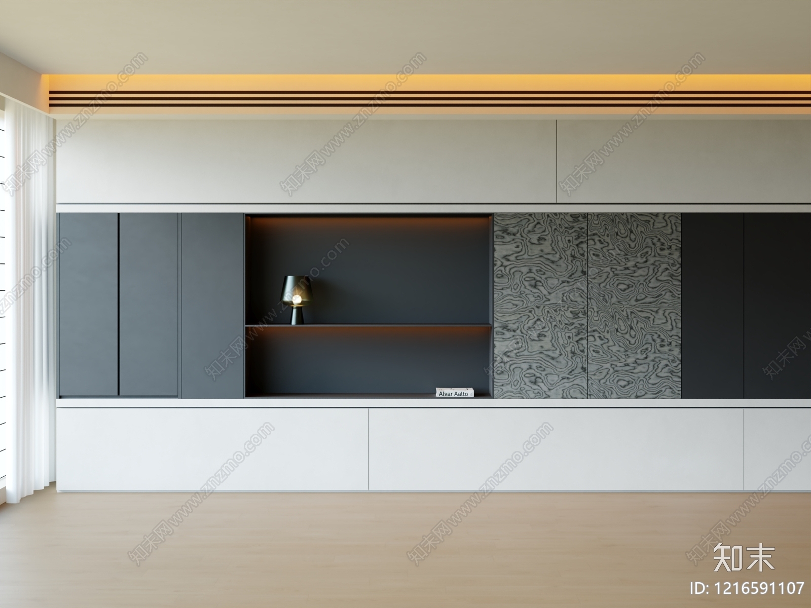 极简书柜3D模型下载【ID:1216591107】