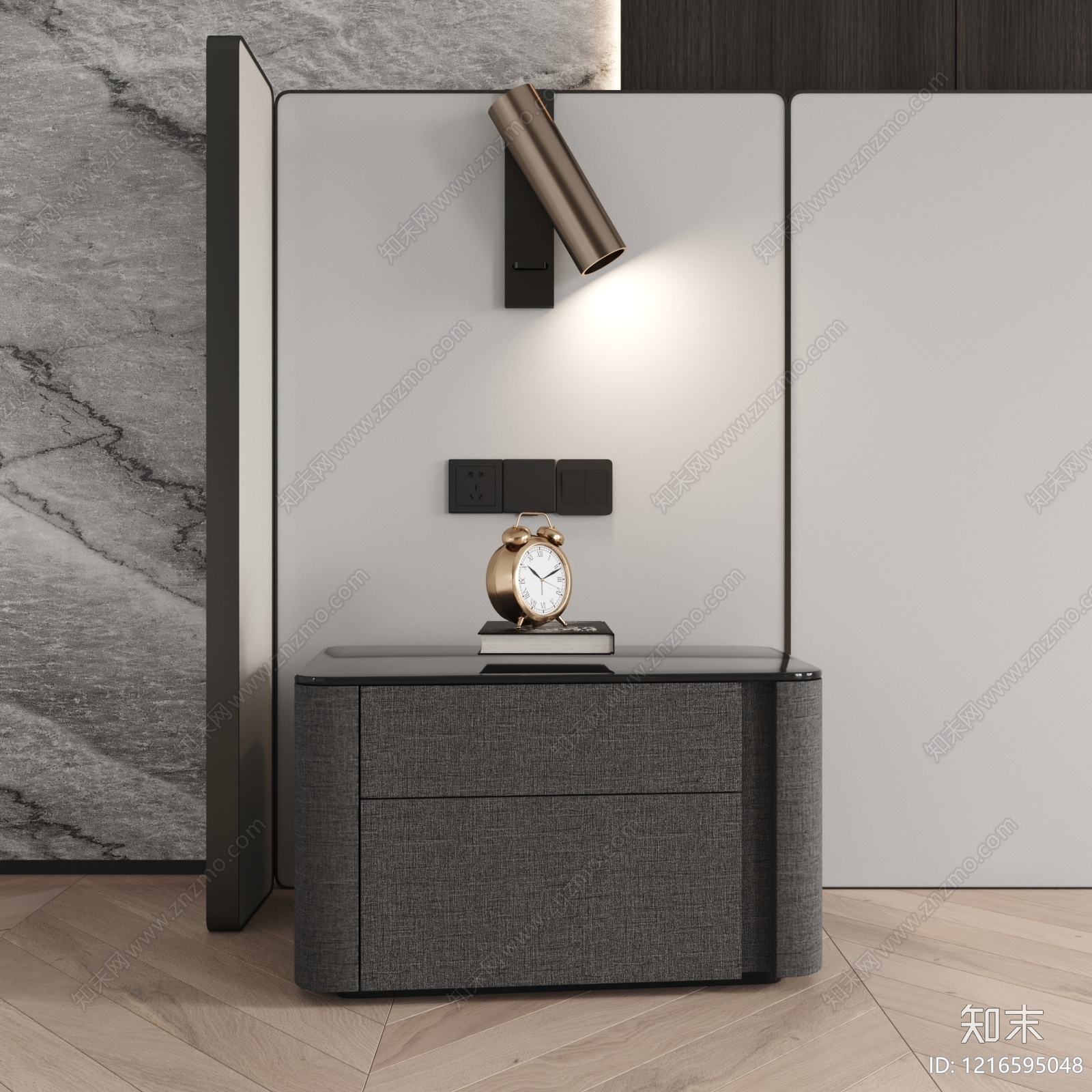 现代简约床头柜SU模型下载【ID:1216595048】