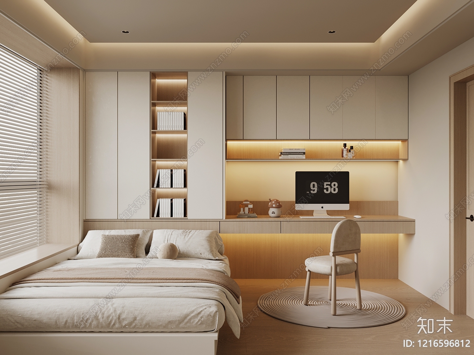 现代榻榻米卧室SU模型下载【ID:1216596812】