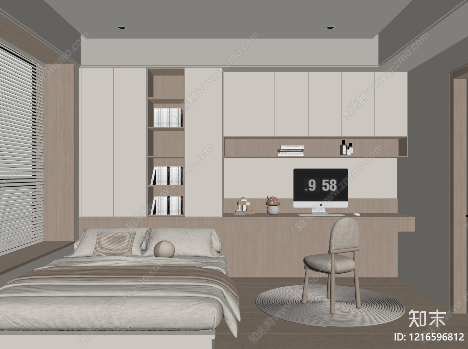 现代榻榻米卧室SU模型下载【ID:1216596812】