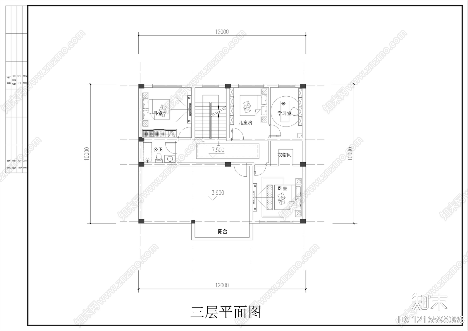 现代别墅建筑cad施工图下载【ID:1216598086】