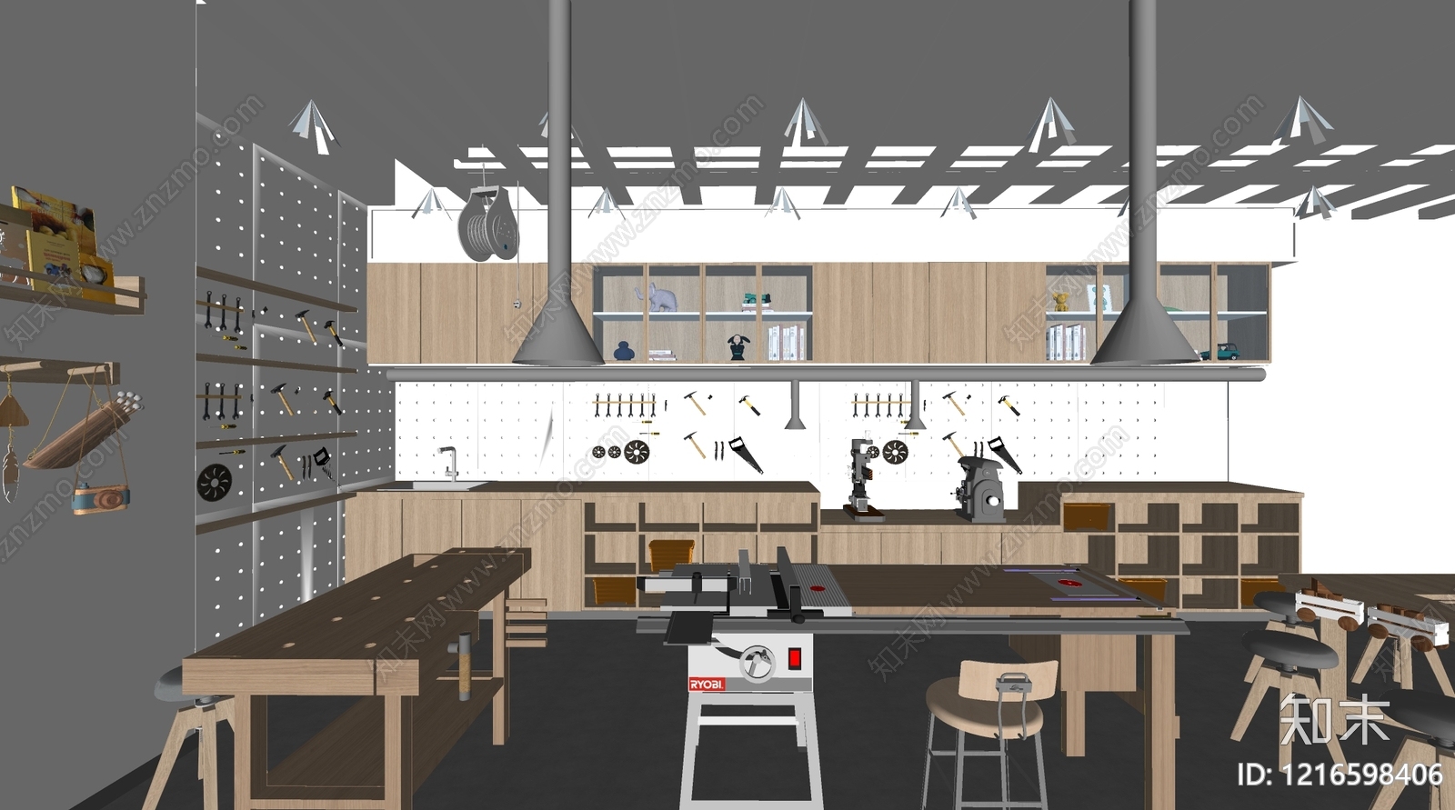 原木风手工坊SU模型下载【ID:1216598406】