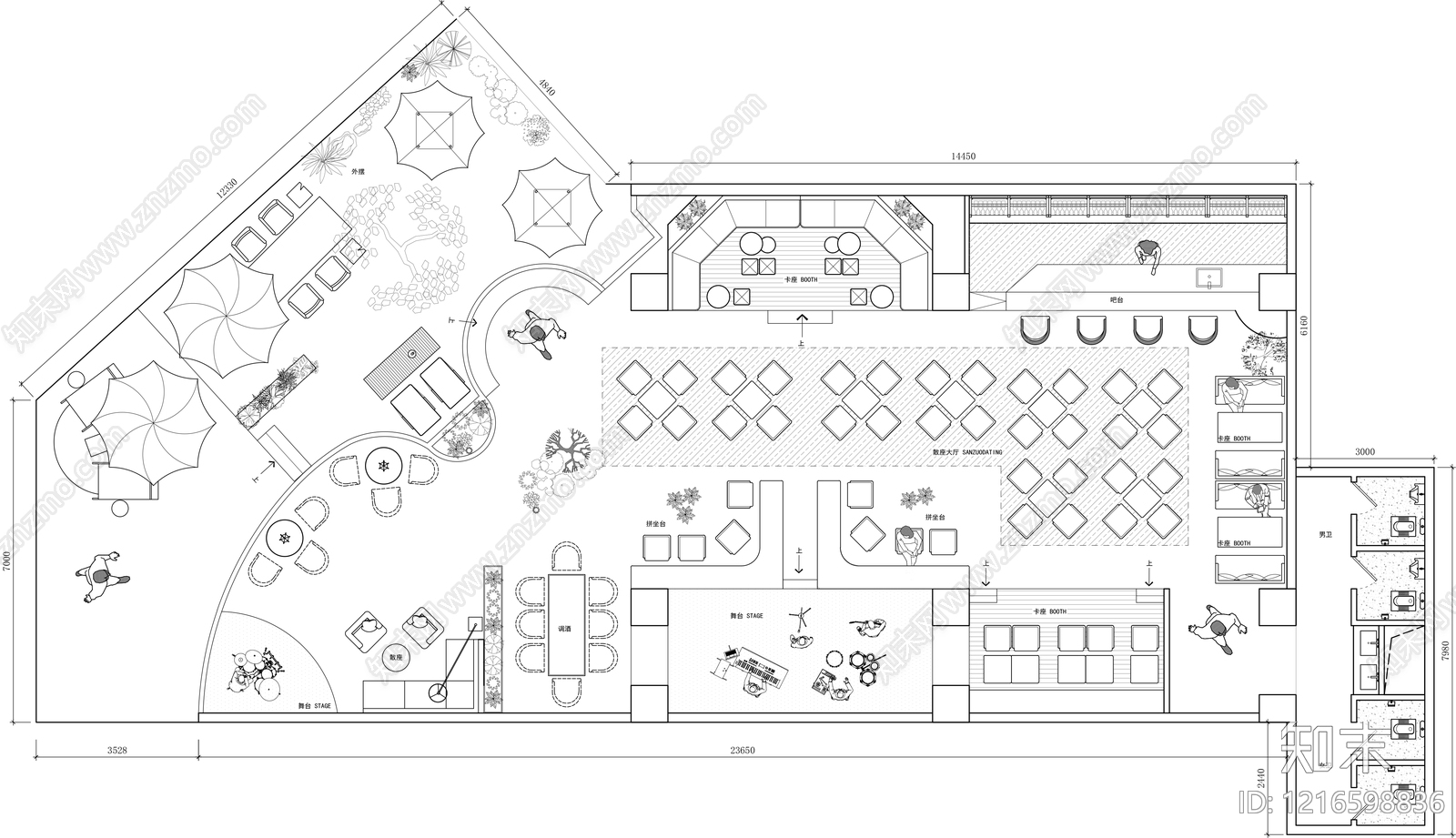 现代酒吧施工图下载【ID:1216598836】