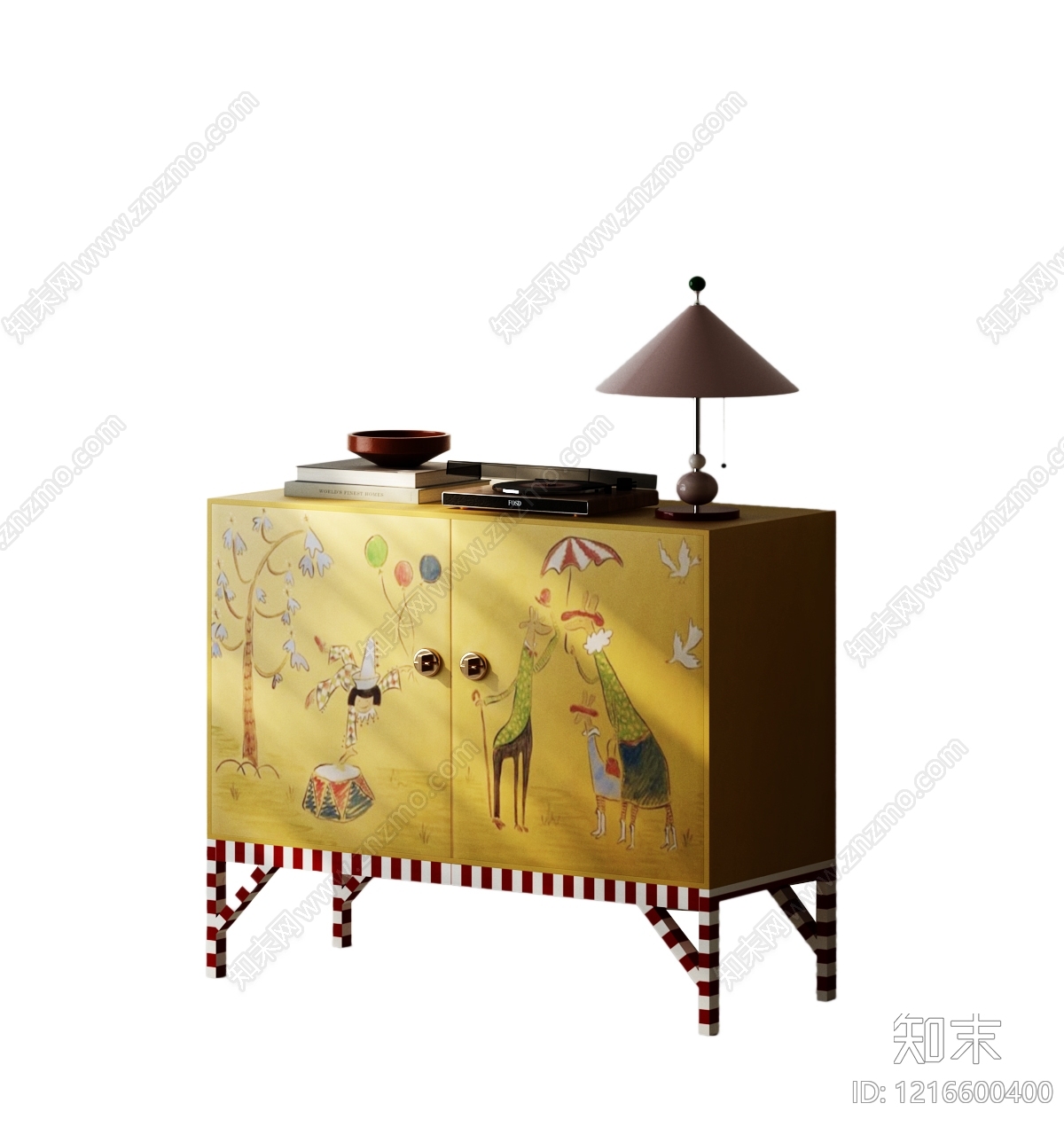 童趣手绘风餐边柜3D模型下载【ID:1216600400】