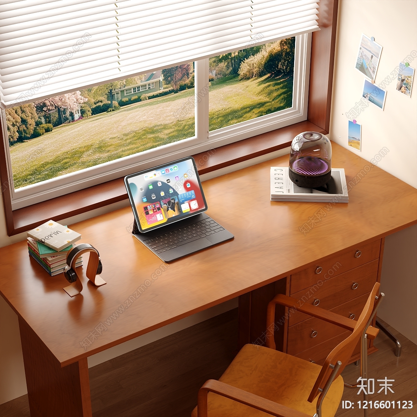 原木风书桌SU模型下载【ID:1216601123】