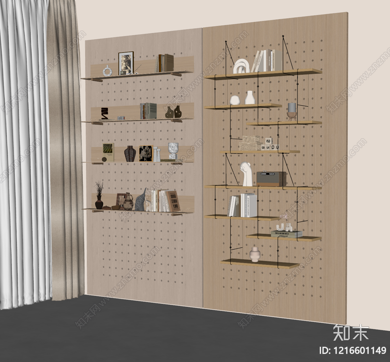 原木风书架SU模型下载【ID:1216601149】