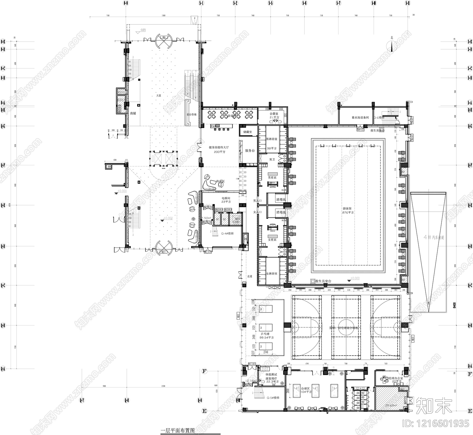 现代健身房施工图下载【ID:1216601935】