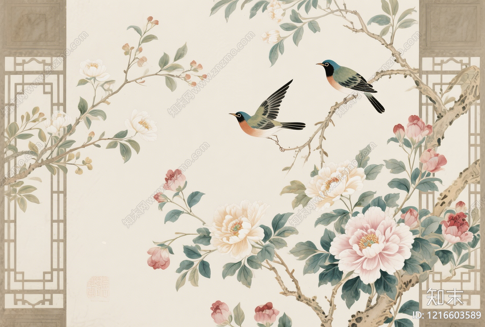 新中式装饰画贴图下载【ID:1216603589】