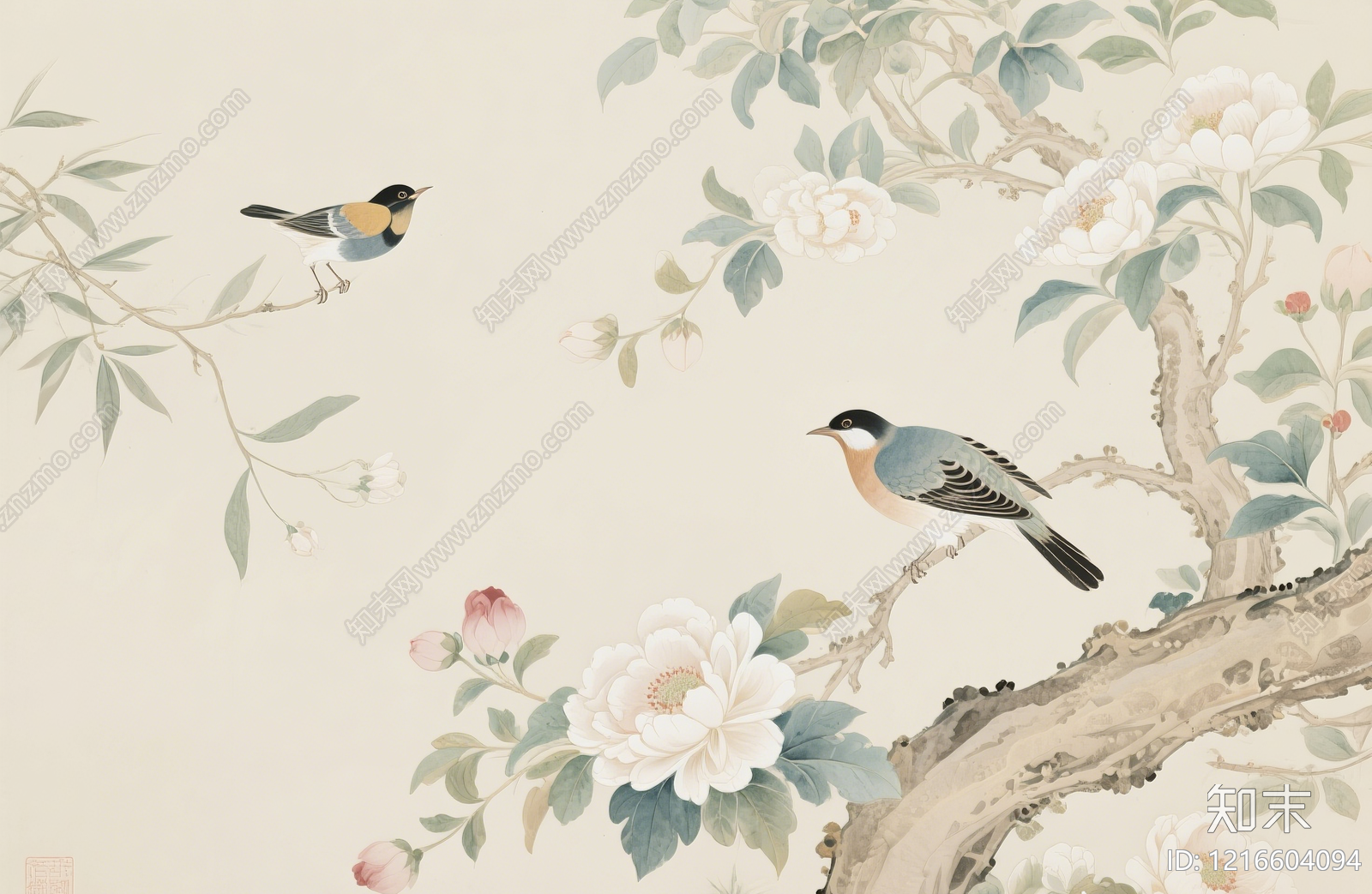 新中式装饰画贴图下载【ID:1216604094】