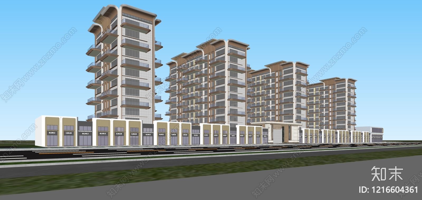 现代轻奢小高层住宅楼SU模型下载【ID:1216604361】