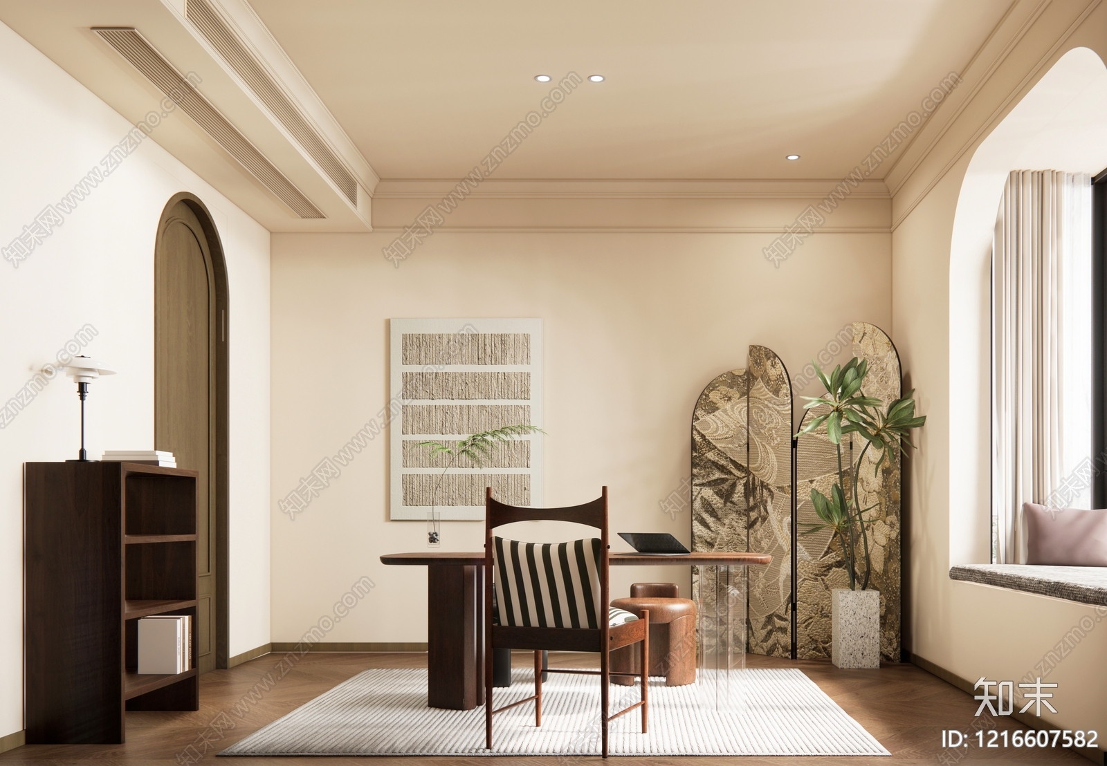 中古风书房SU模型下载【ID:1216607582】