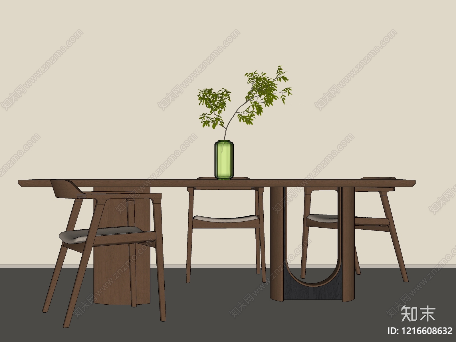 原木风餐桌椅SU模型下载【ID:1216608632】