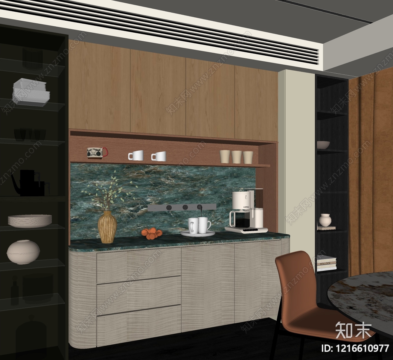 现代简约餐边柜SU模型下载【ID:1216610977】