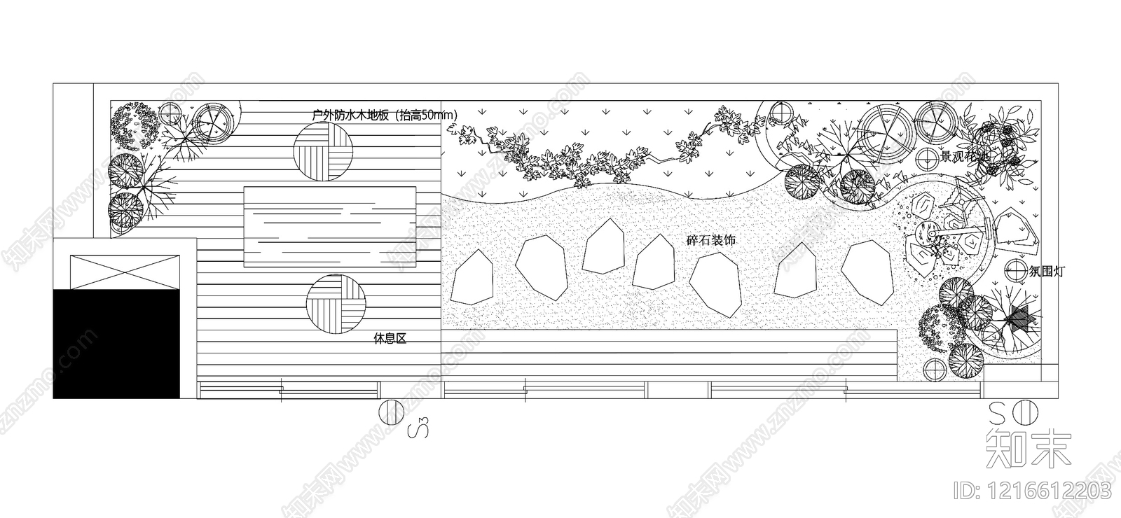 日式新中式屋顶花园施工图下载【ID:1216612203】