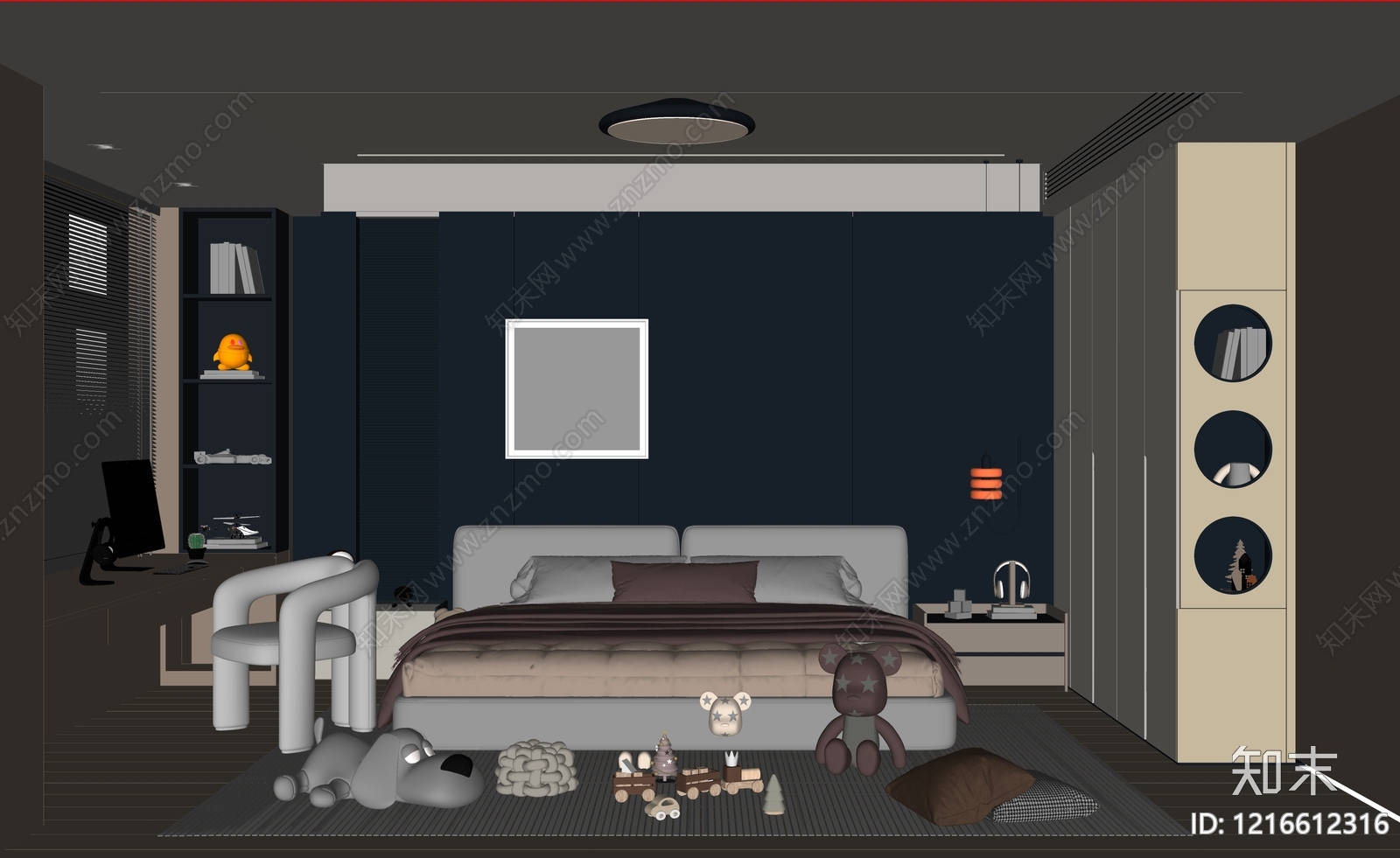 现代简约男孩房SU模型下载【ID:1216612316】