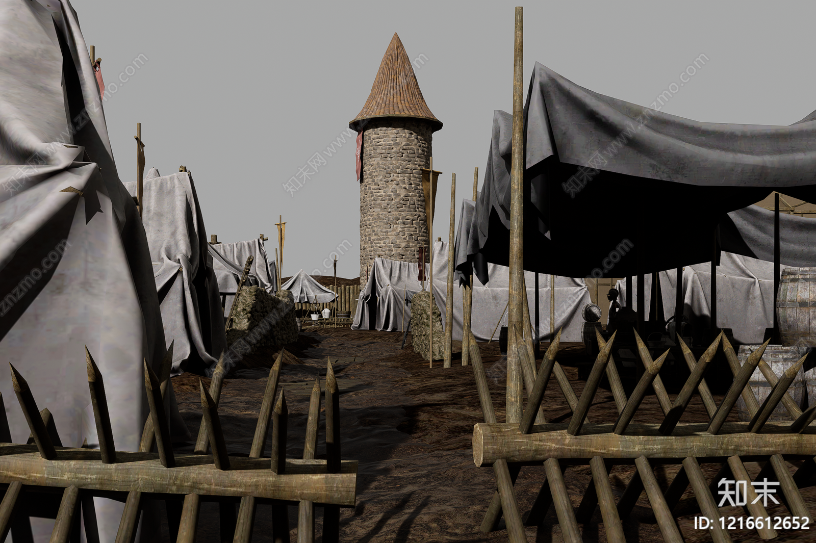 中世纪营地风格古建3D模型下载【ID:1216612652】