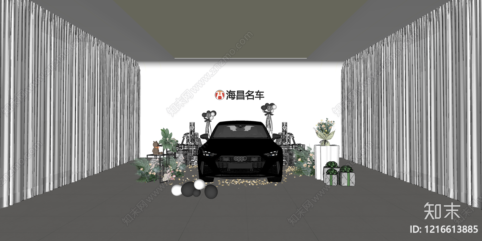 现代汽车展台SU模型下载【ID:1216613885】