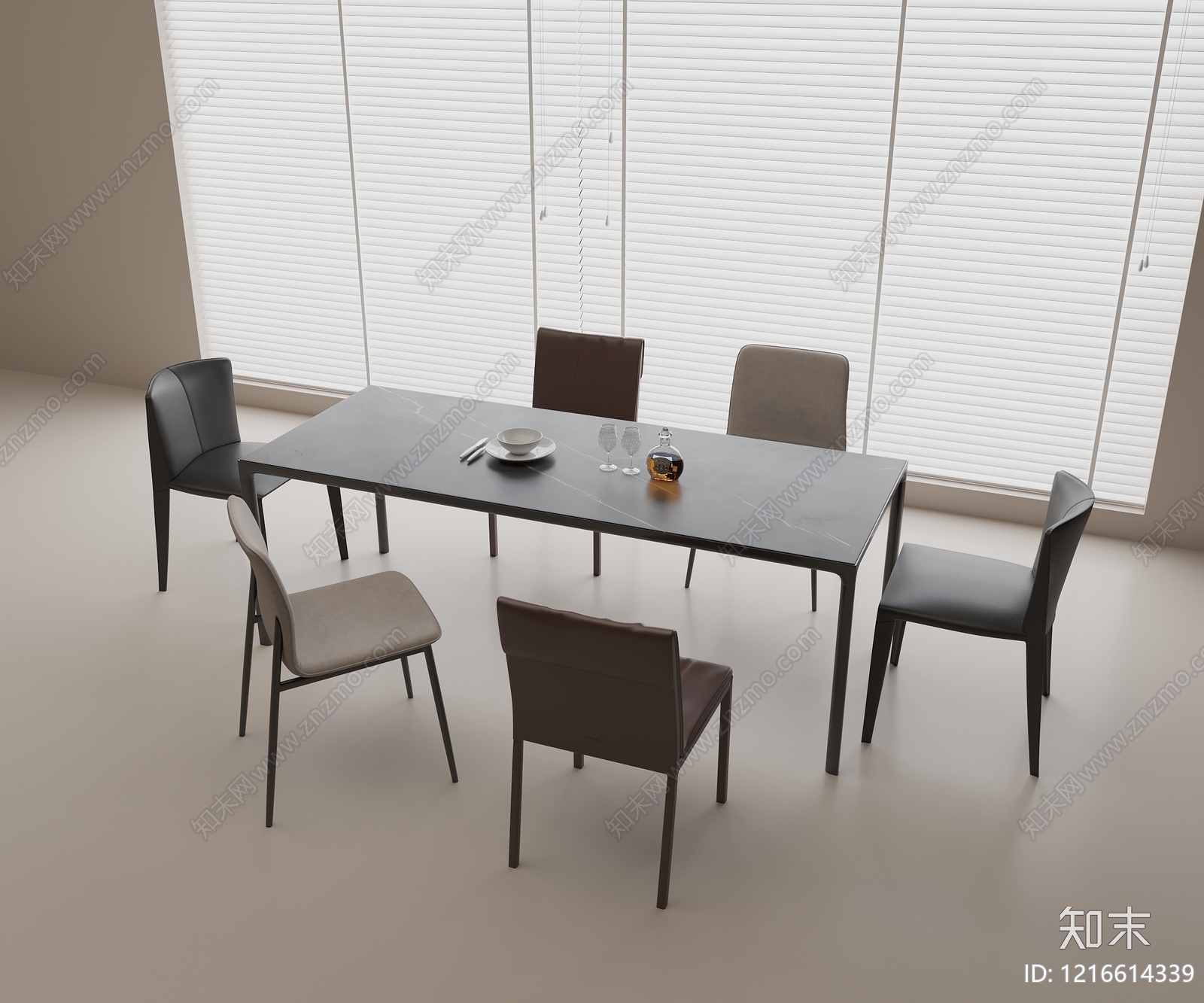 现代餐桌椅SU模型下载【ID:1216614339】