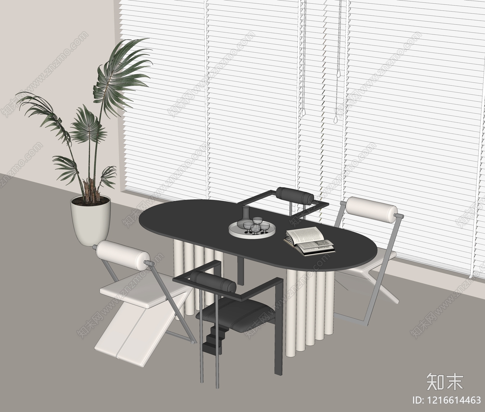 现代餐桌椅SU模型下载【ID:1216614463】