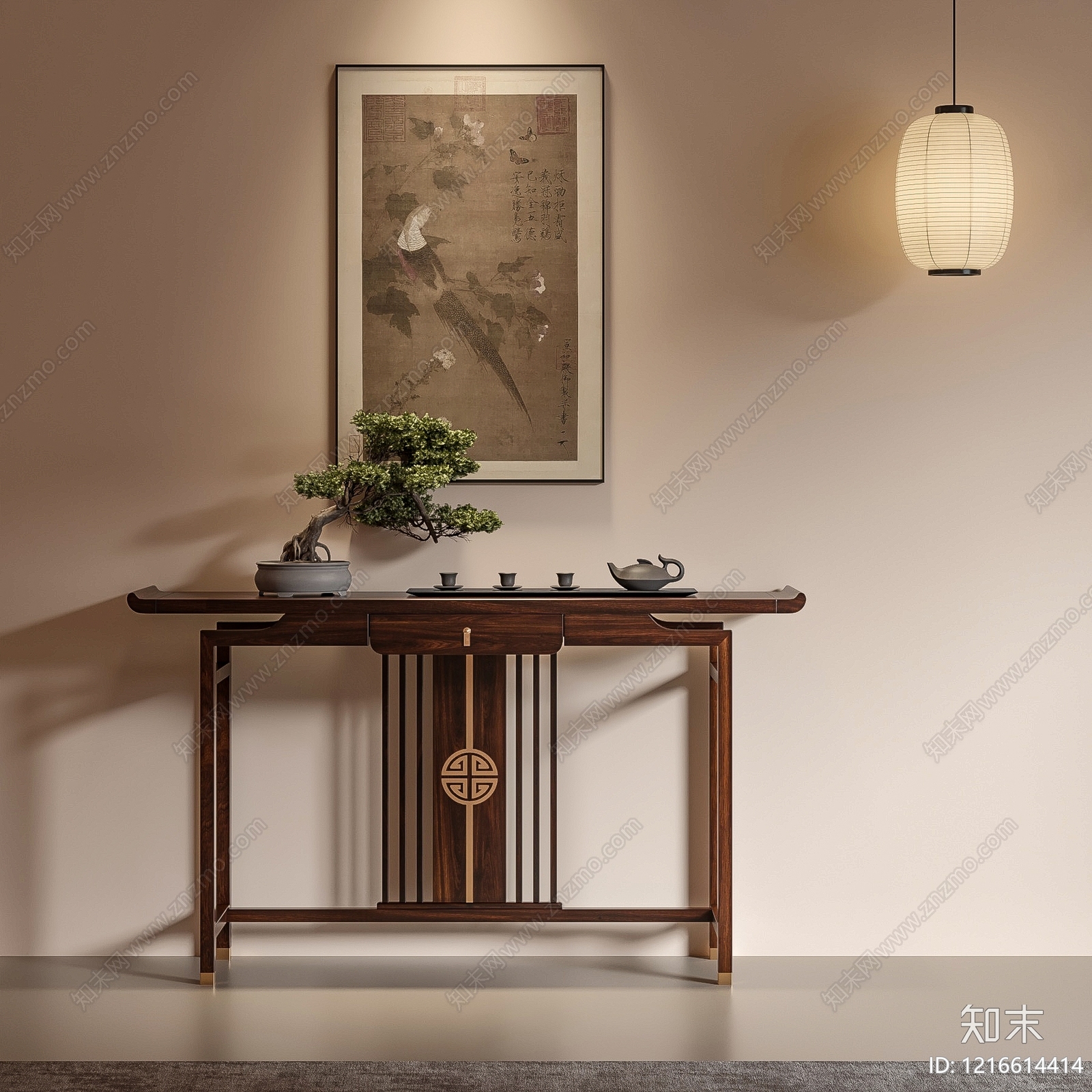 新中式条案3D模型下载【ID:1216614414】