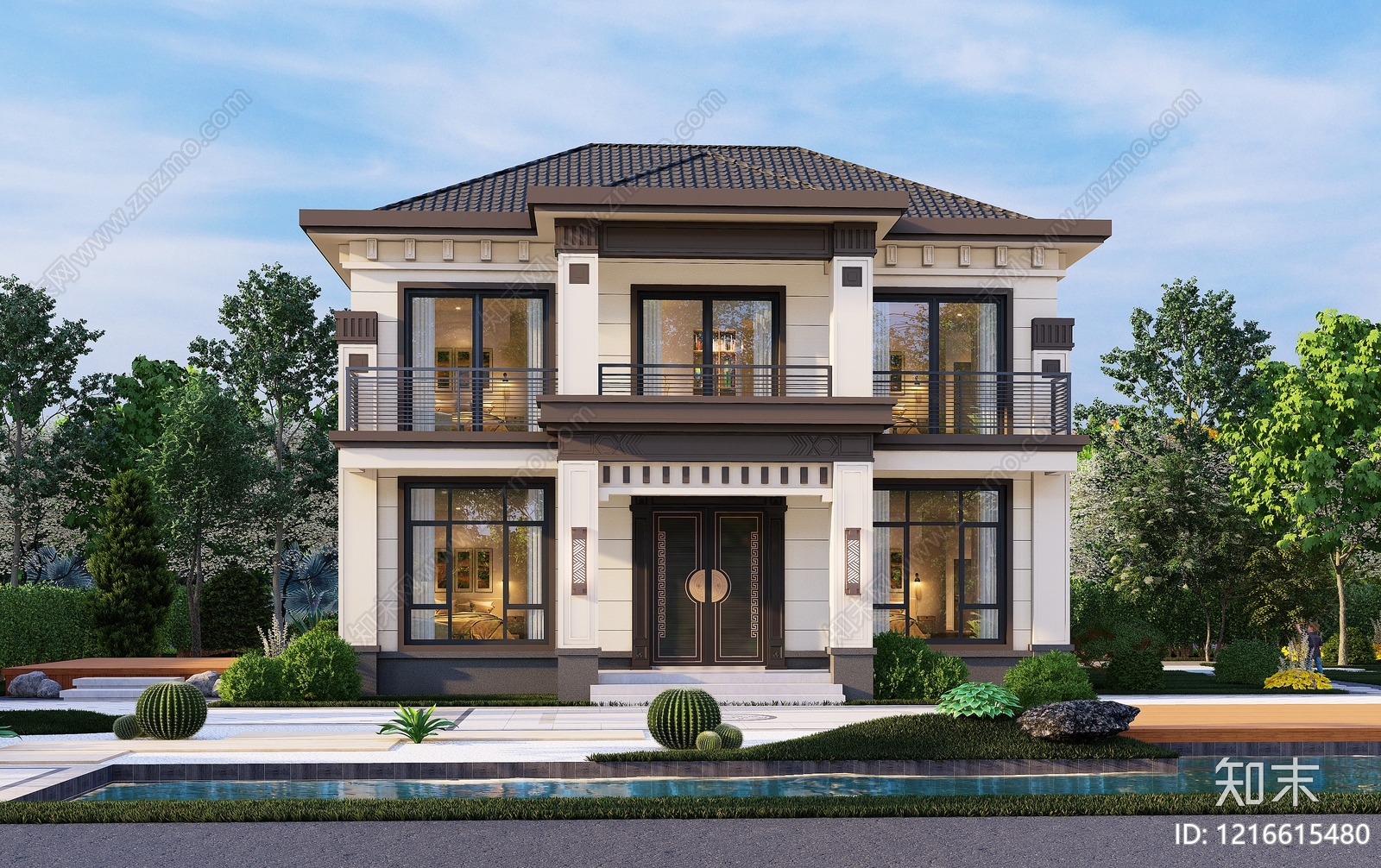 新中式现代别墅建筑施工图下载【ID:1216615480】