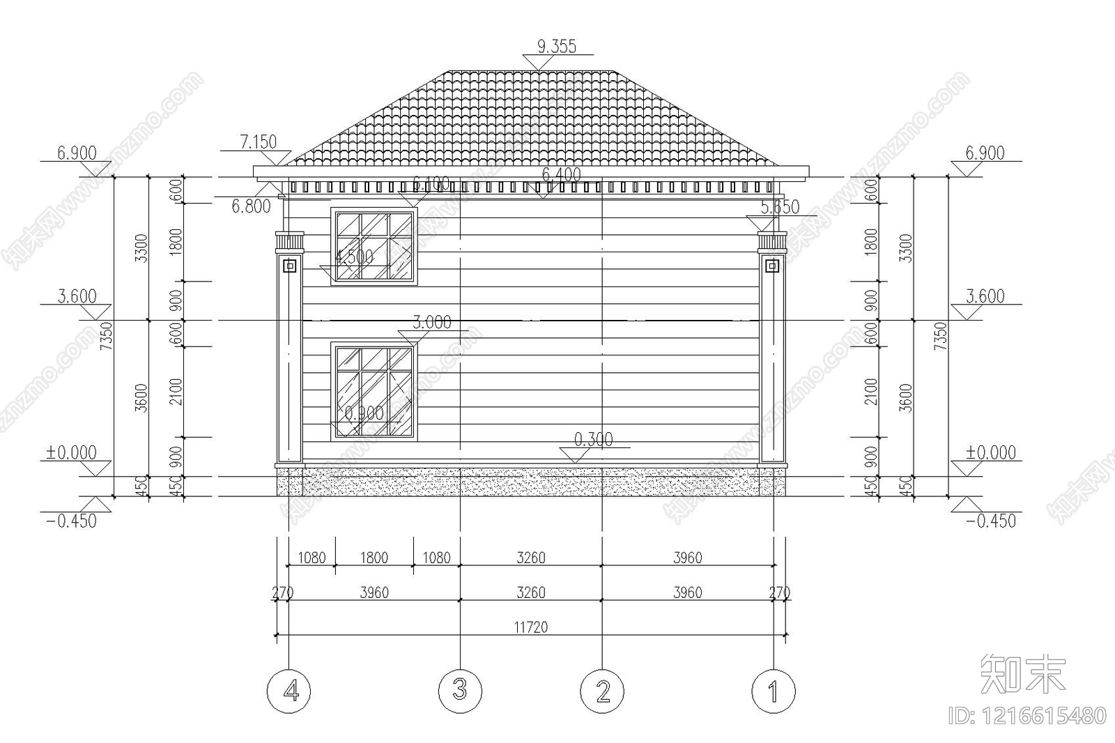 新中式现代别墅建筑cad施工图下载【ID:1216615480】