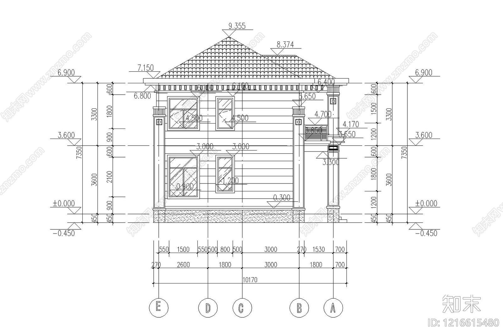 新中式现代别墅建筑cad施工图下载【ID:1216615480】
