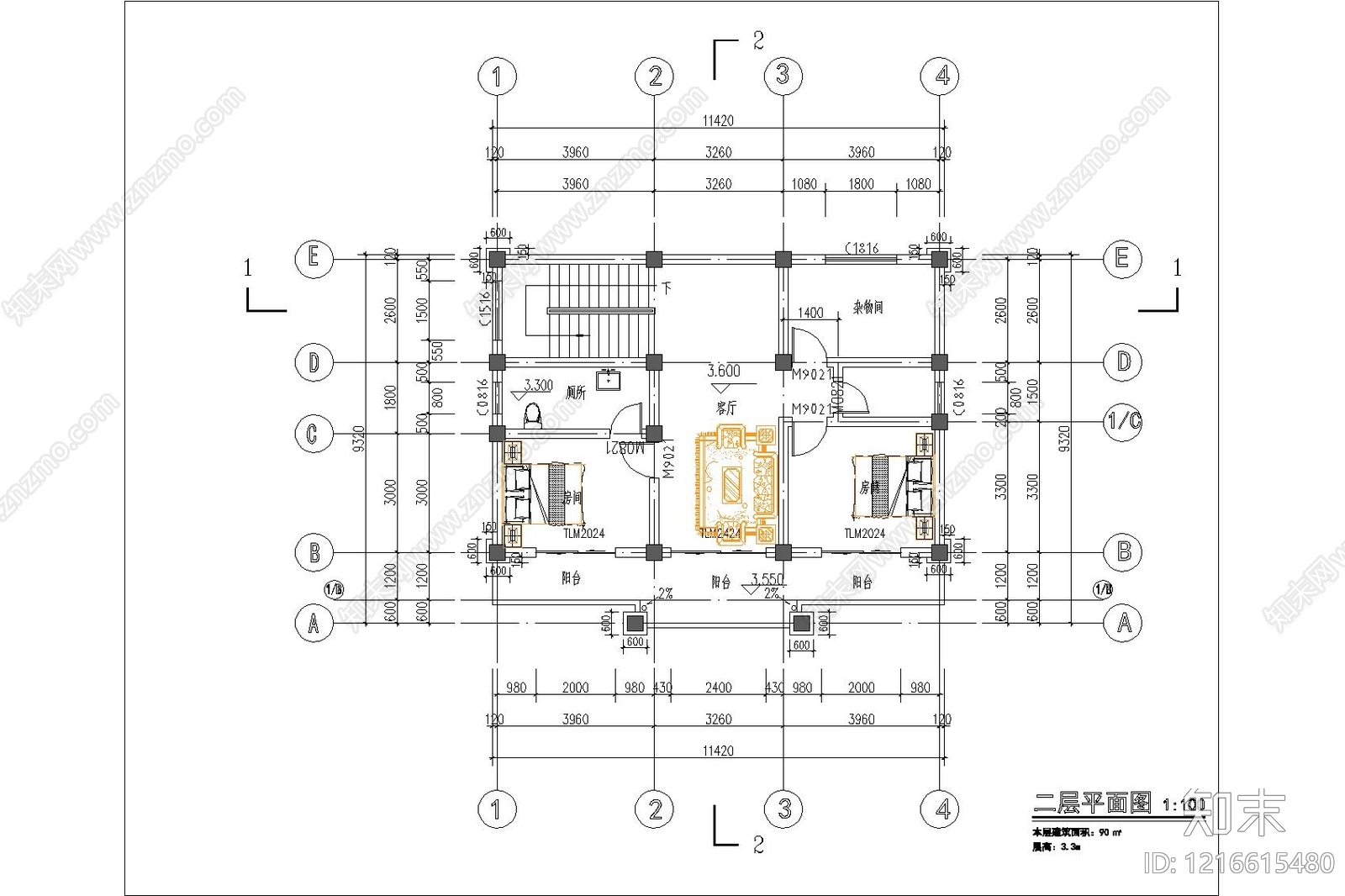新中式现代别墅建筑cad施工图下载【ID:1216615480】