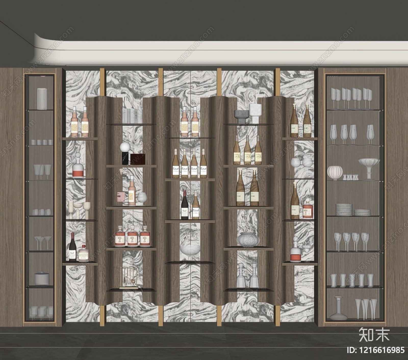 意式轻奢酒柜SU模型下载【ID:1216616985】