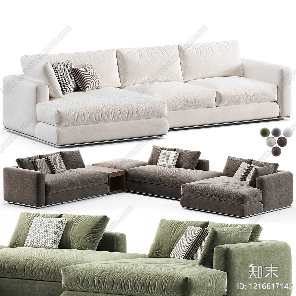 现代简约多人沙发3D模型下载【ID:1216617142】
