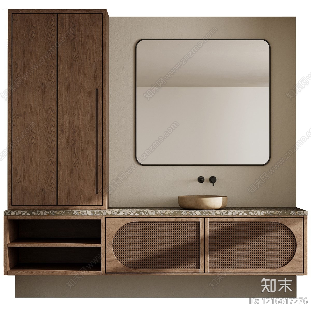 中古风浴室柜3D模型下载【ID:1216617276】