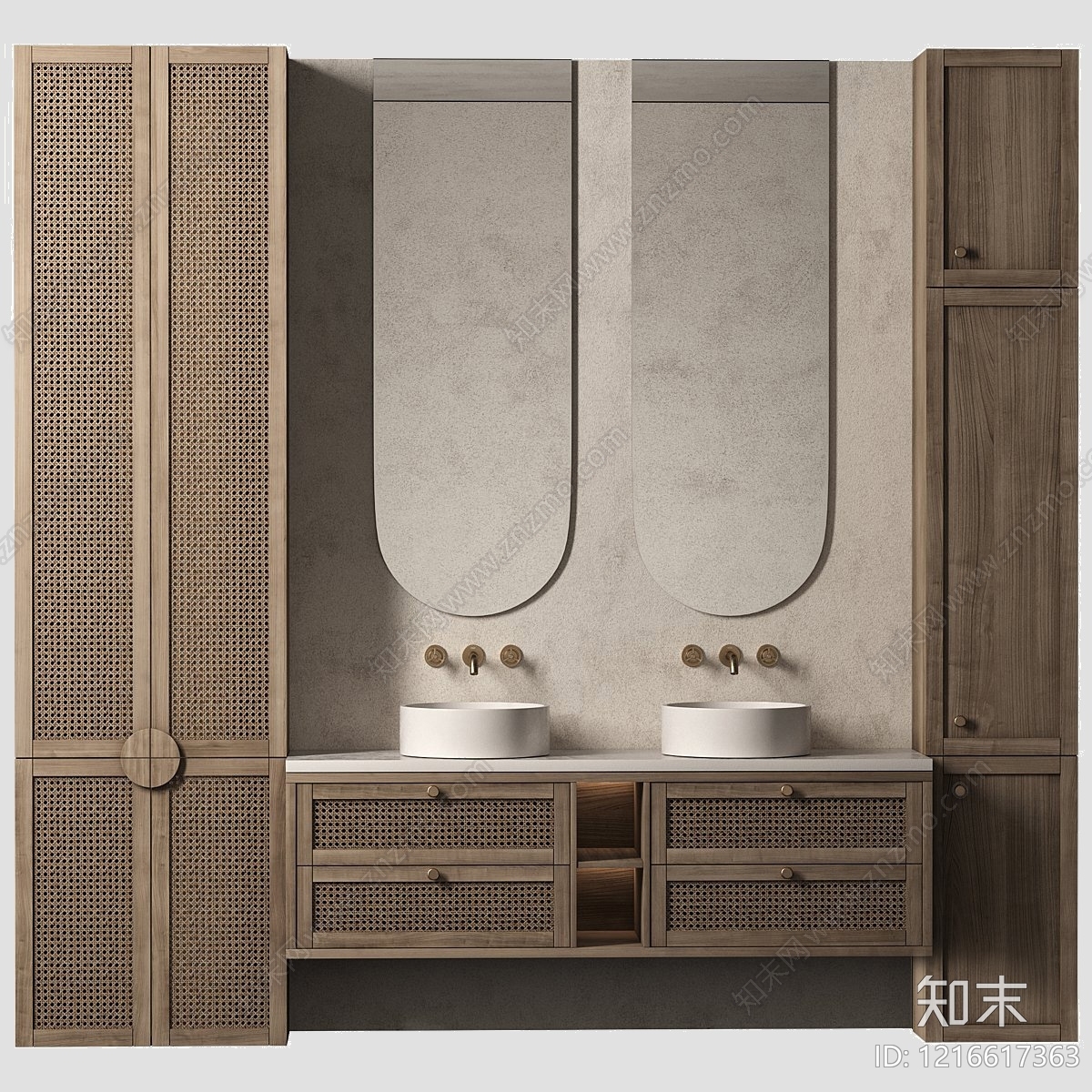 侘寂浴室柜3D模型下载【ID:1216617363】
