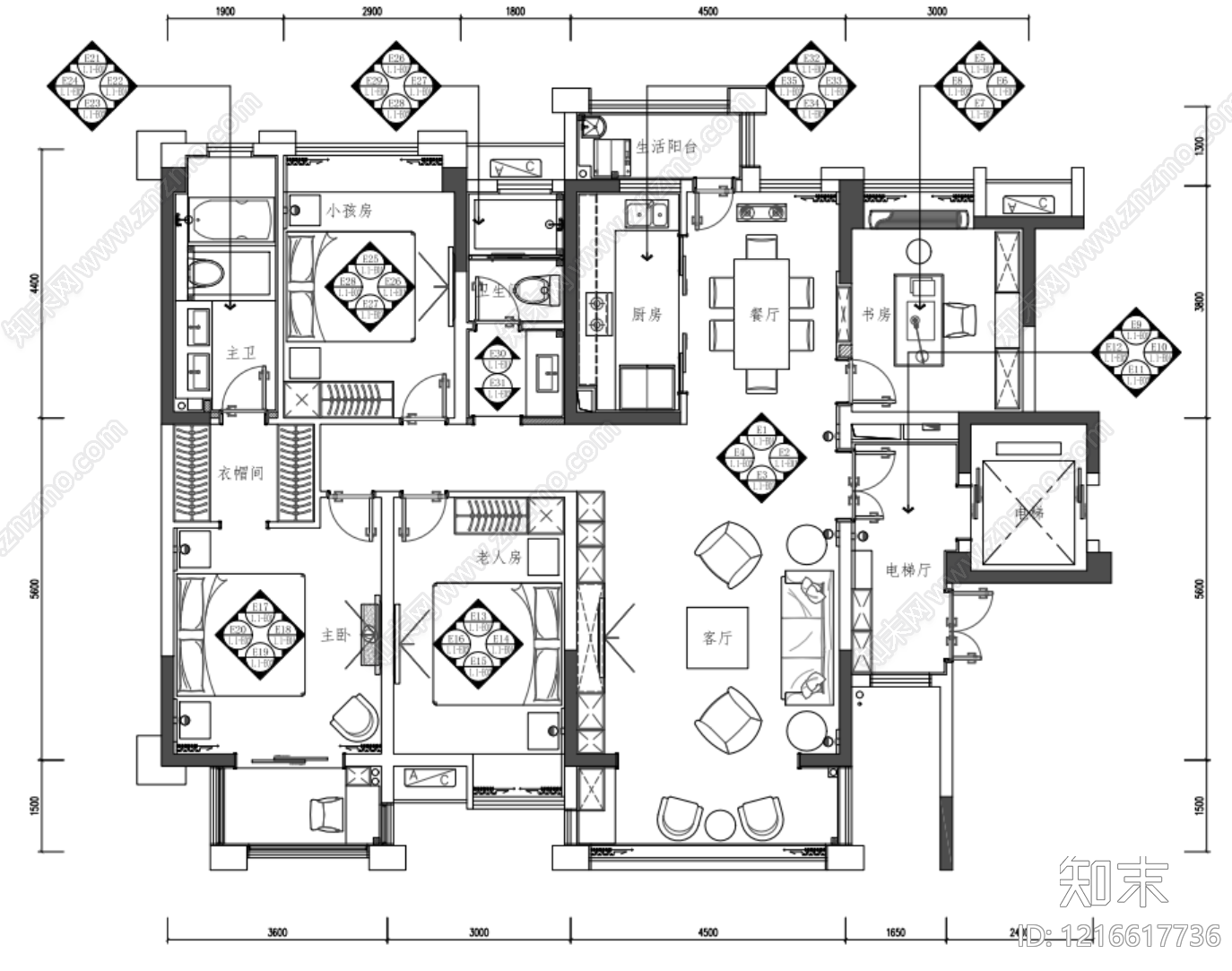 样板间施工图下载【ID:1216617736】