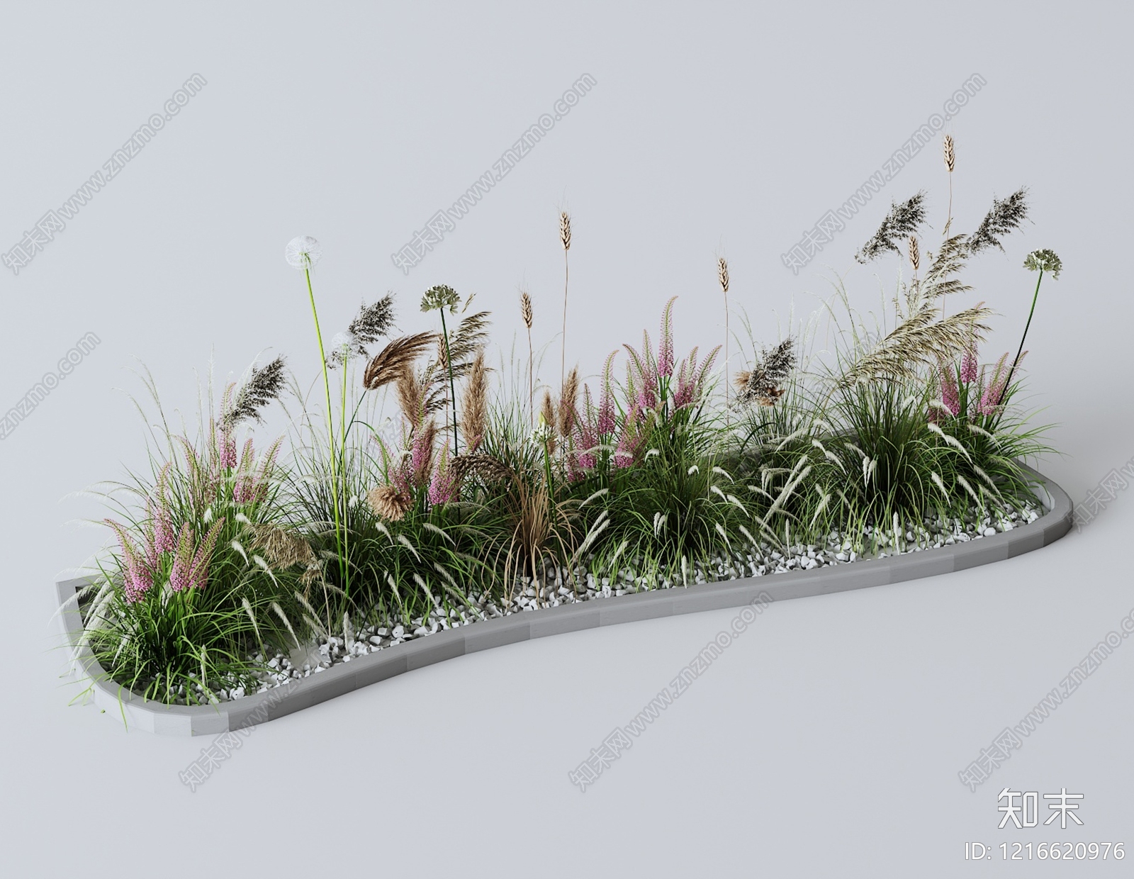 现代简约花坛3D模型渲染效果图