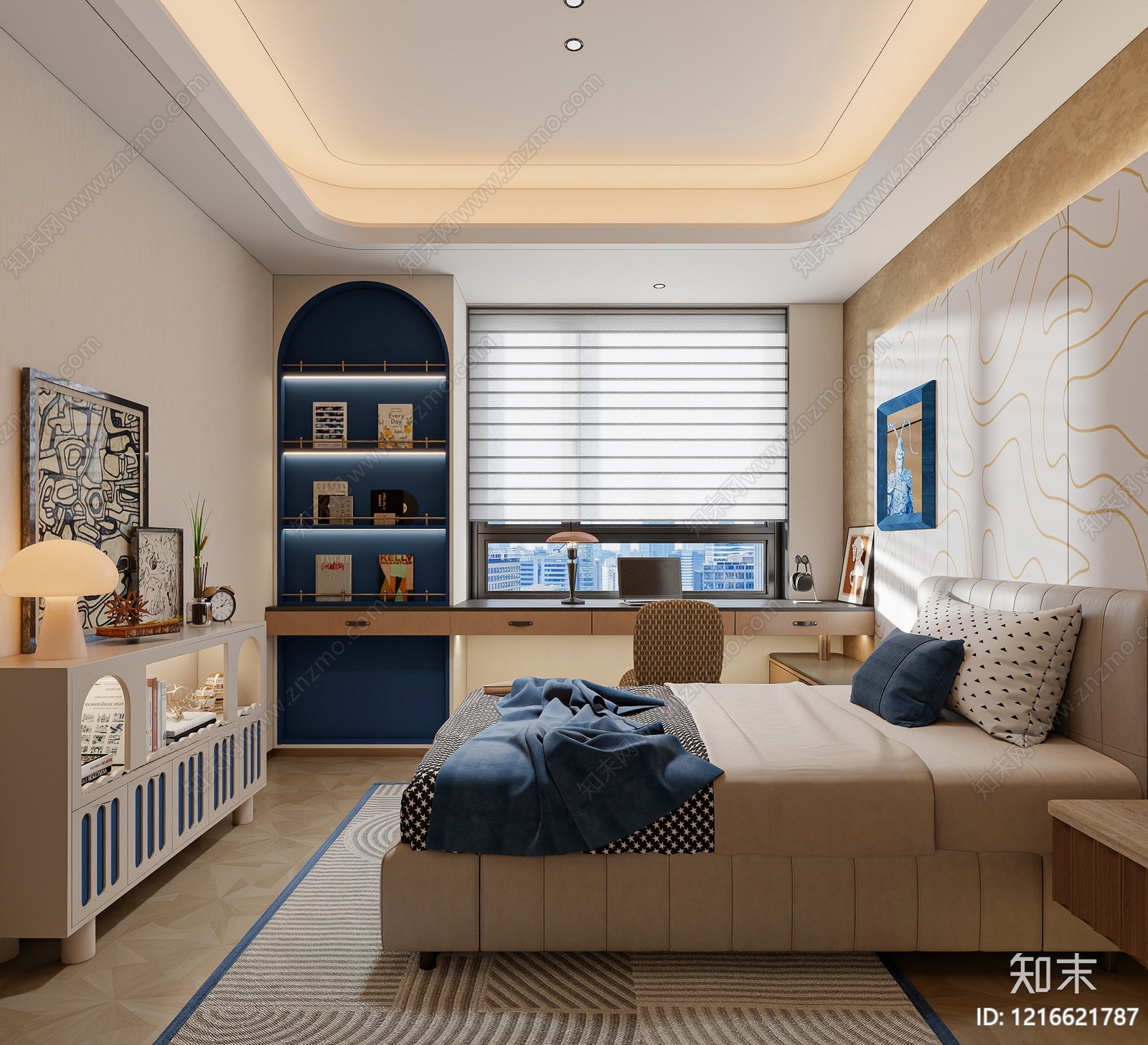 现代轻奢男孩房3D模型下载【ID:1216621787】